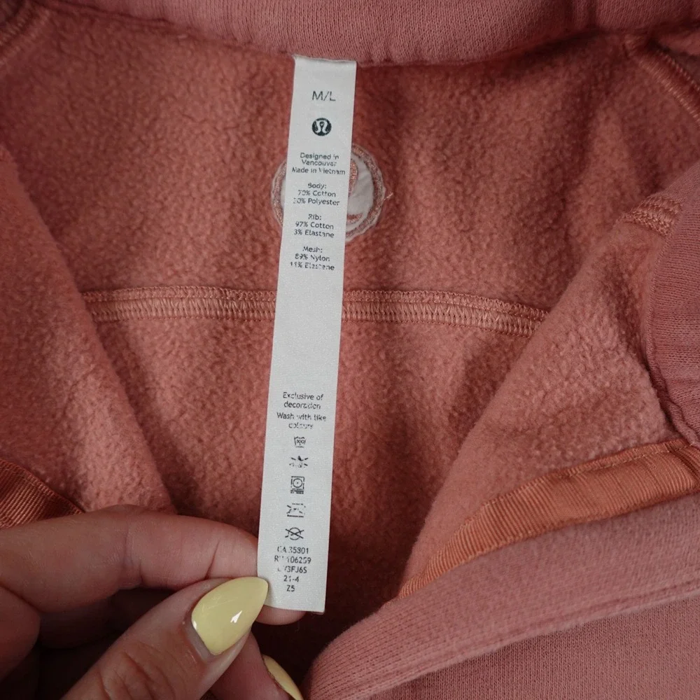 Lululemon Sweatshirt Womens M/L‎ Pink Scuba Oversized Funnel Neck 1/2 Zip